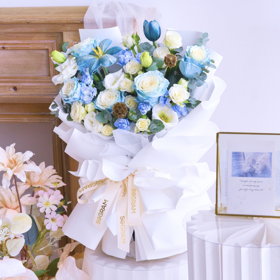 Ethereal blue posy blue roses hand bouquet - image 10