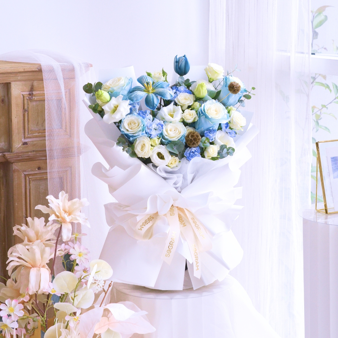 Ethereal blue posy blue roses hand bouquet - image 9