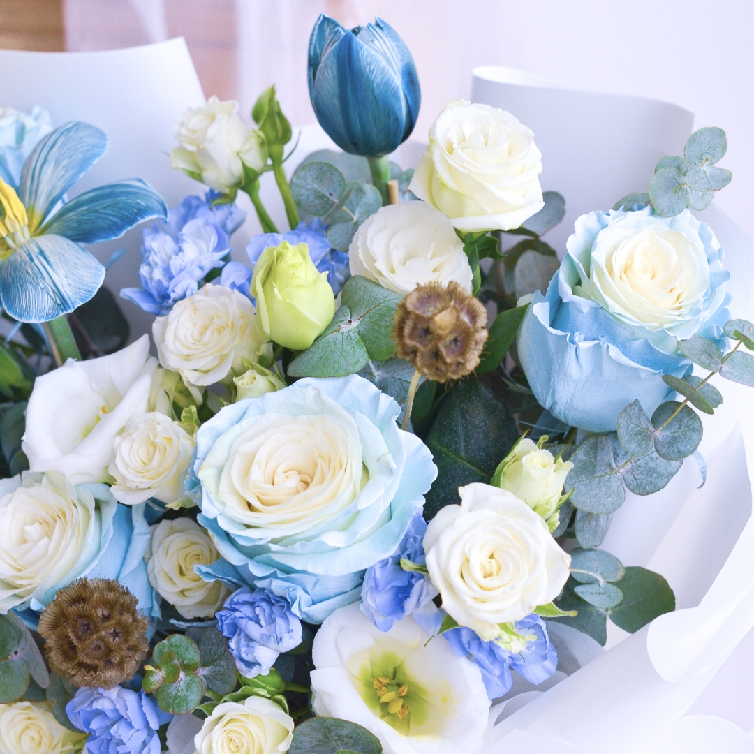 Ethereal blue posy blue roses hand bouquet - image 12