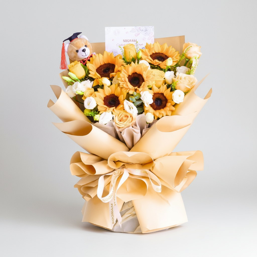 Future bright sunflower hand bouquet