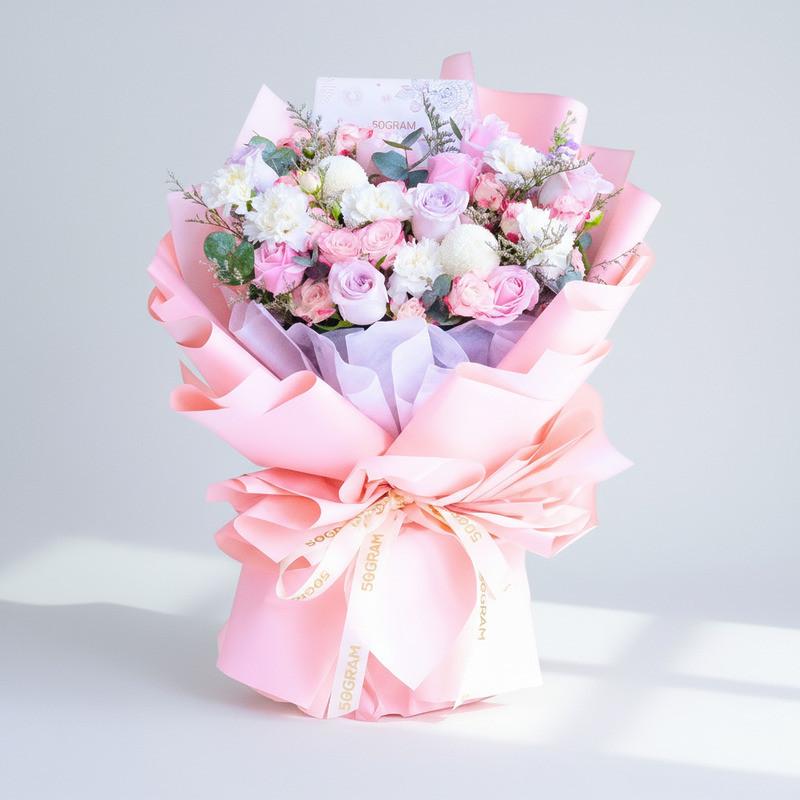 Starry Love Pink Roses Hand Bouquet