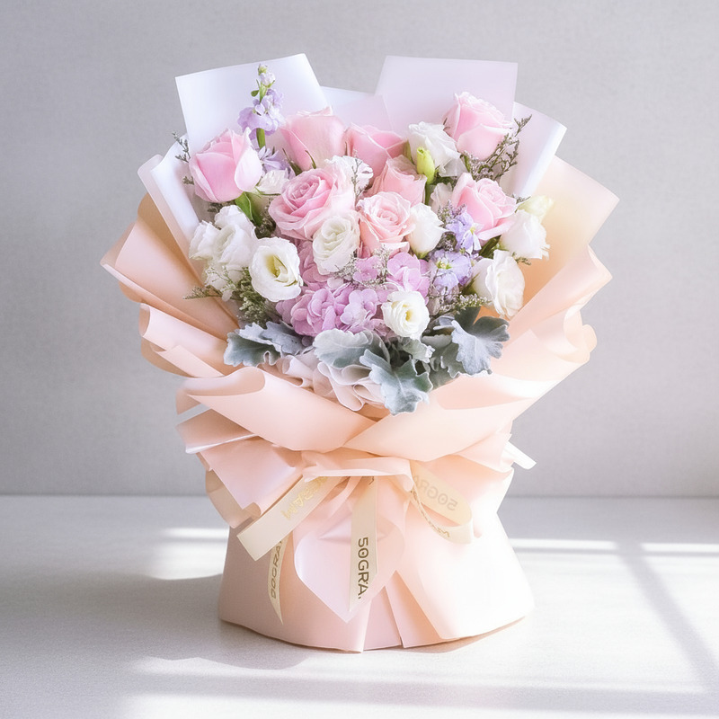 Blush Kiss Pink Hydrangea Hand Bouquet