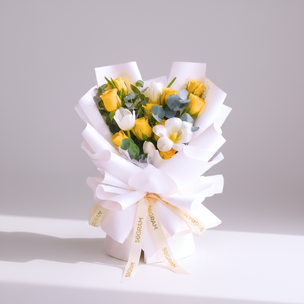 Ivory delight yellow roses hand bouquet