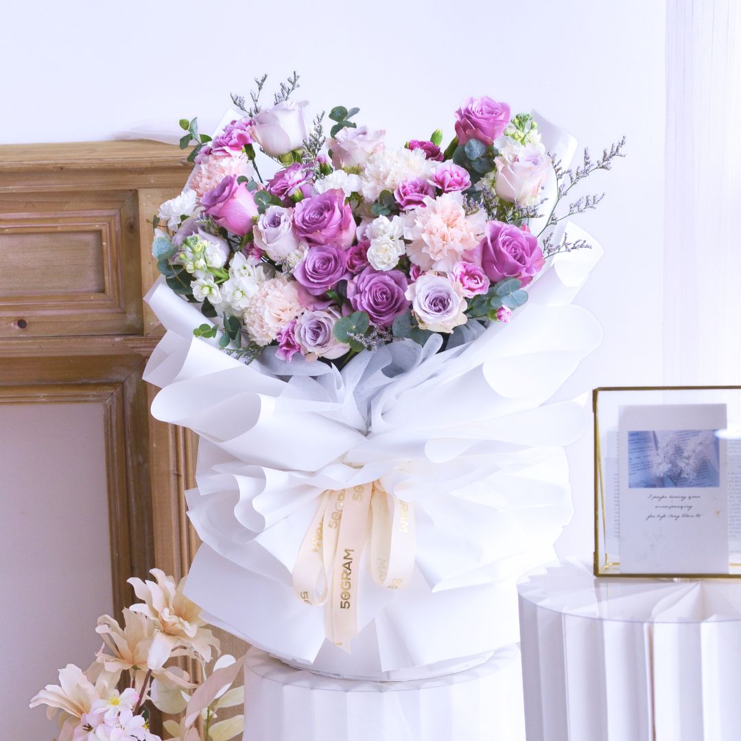 Amethyst dream purple roses hand bouquet - image 4