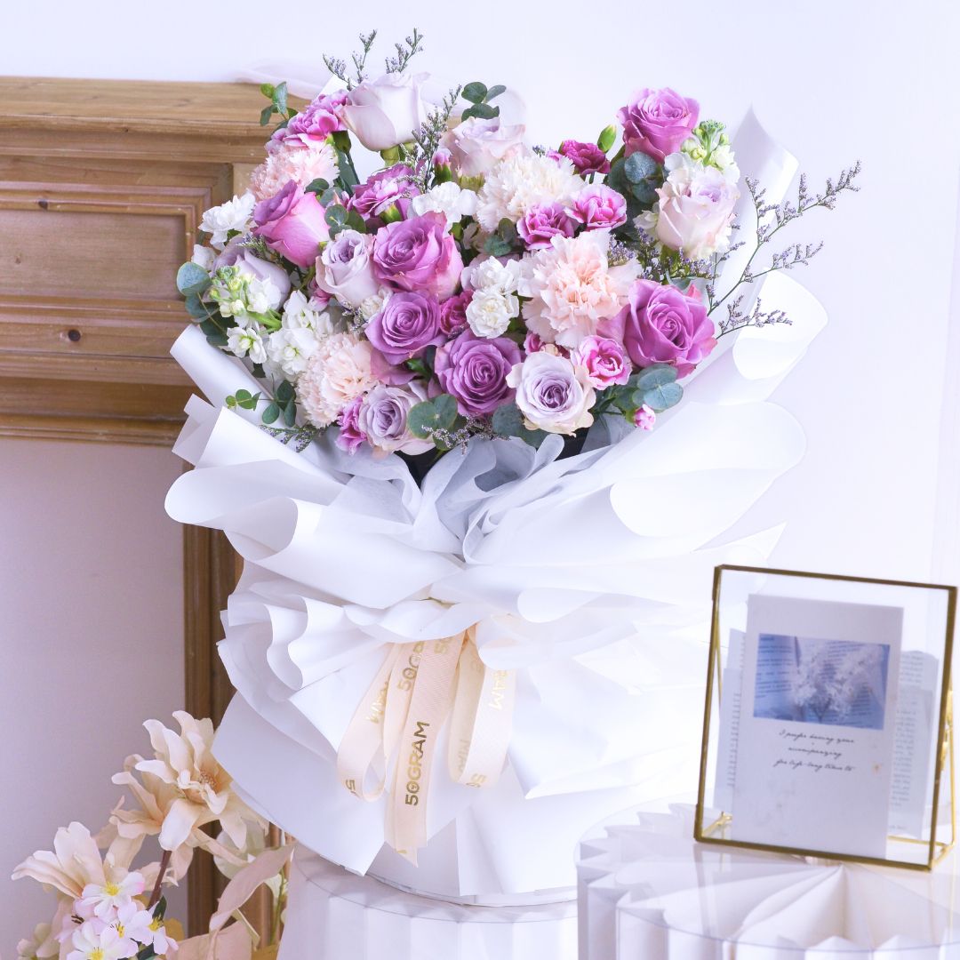 Amethyst dream purple roses hand bouquet - image 5