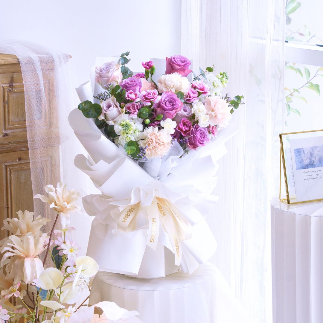 Amethyst dream purple roses hand bouquet - image 9