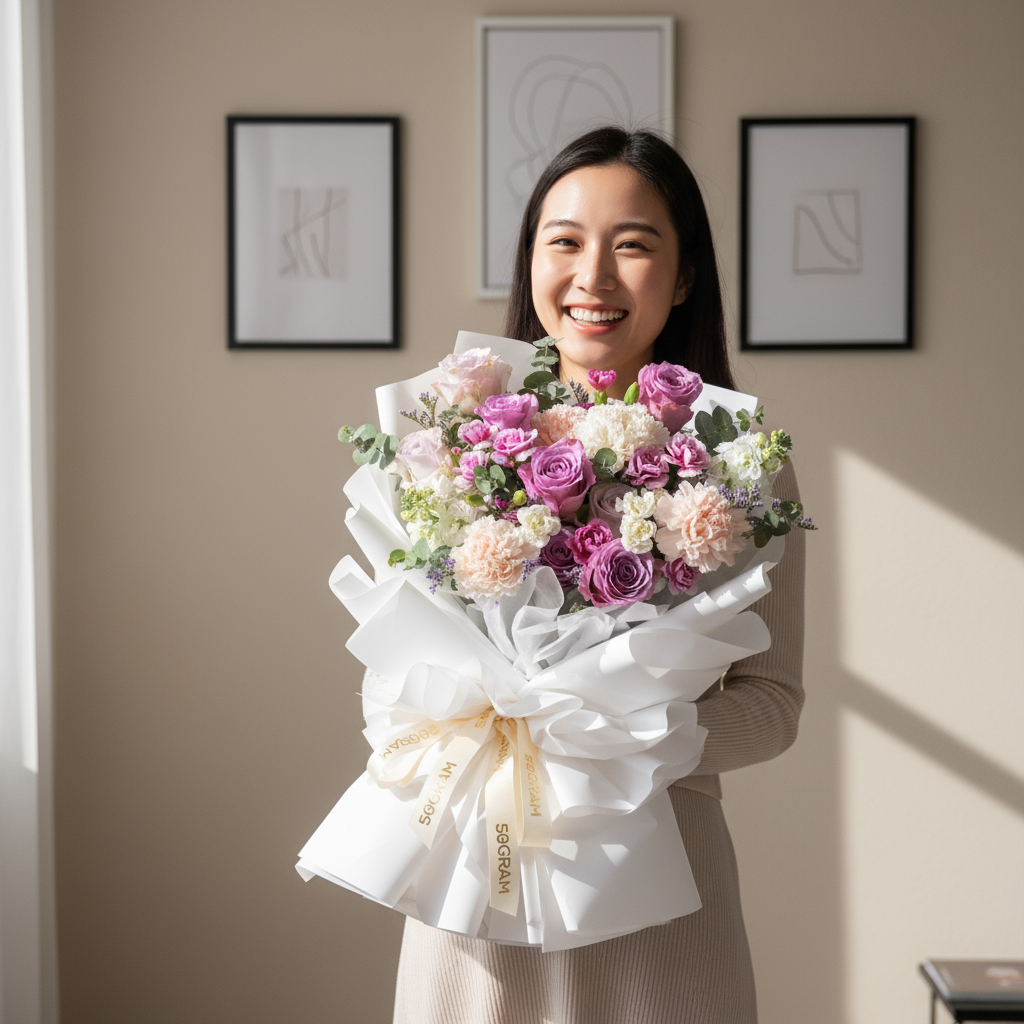 Amethyst dream purple roses hand bouquet - image 3