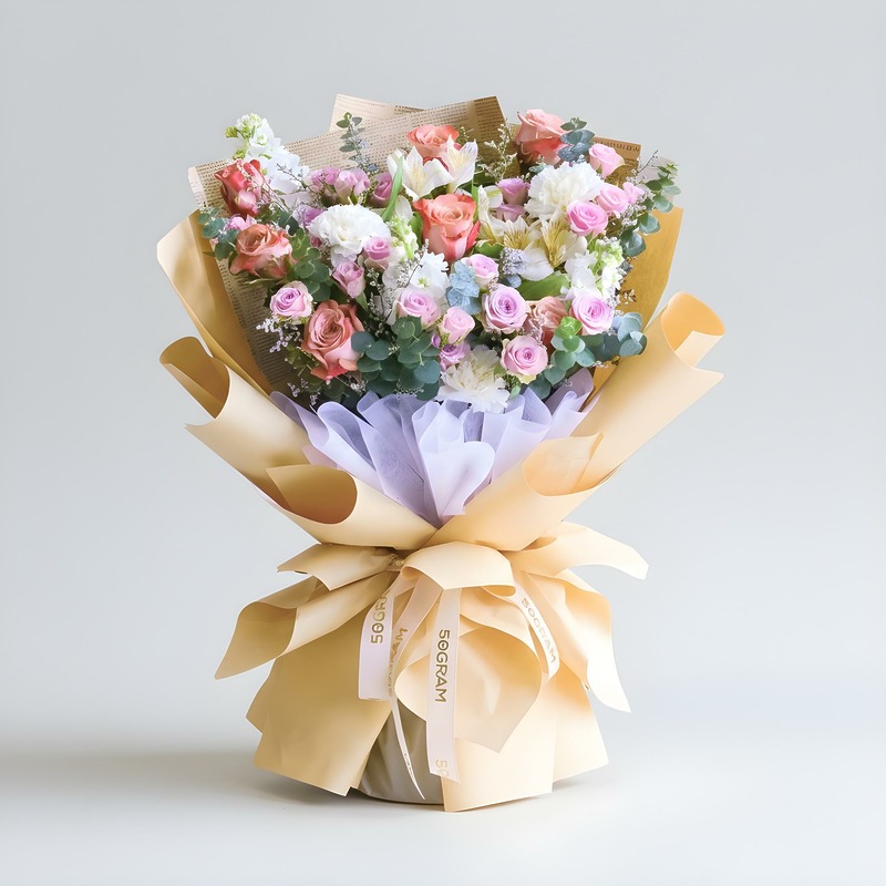 Burlap Kiss Cappuccinno Rose Hand Bouquet