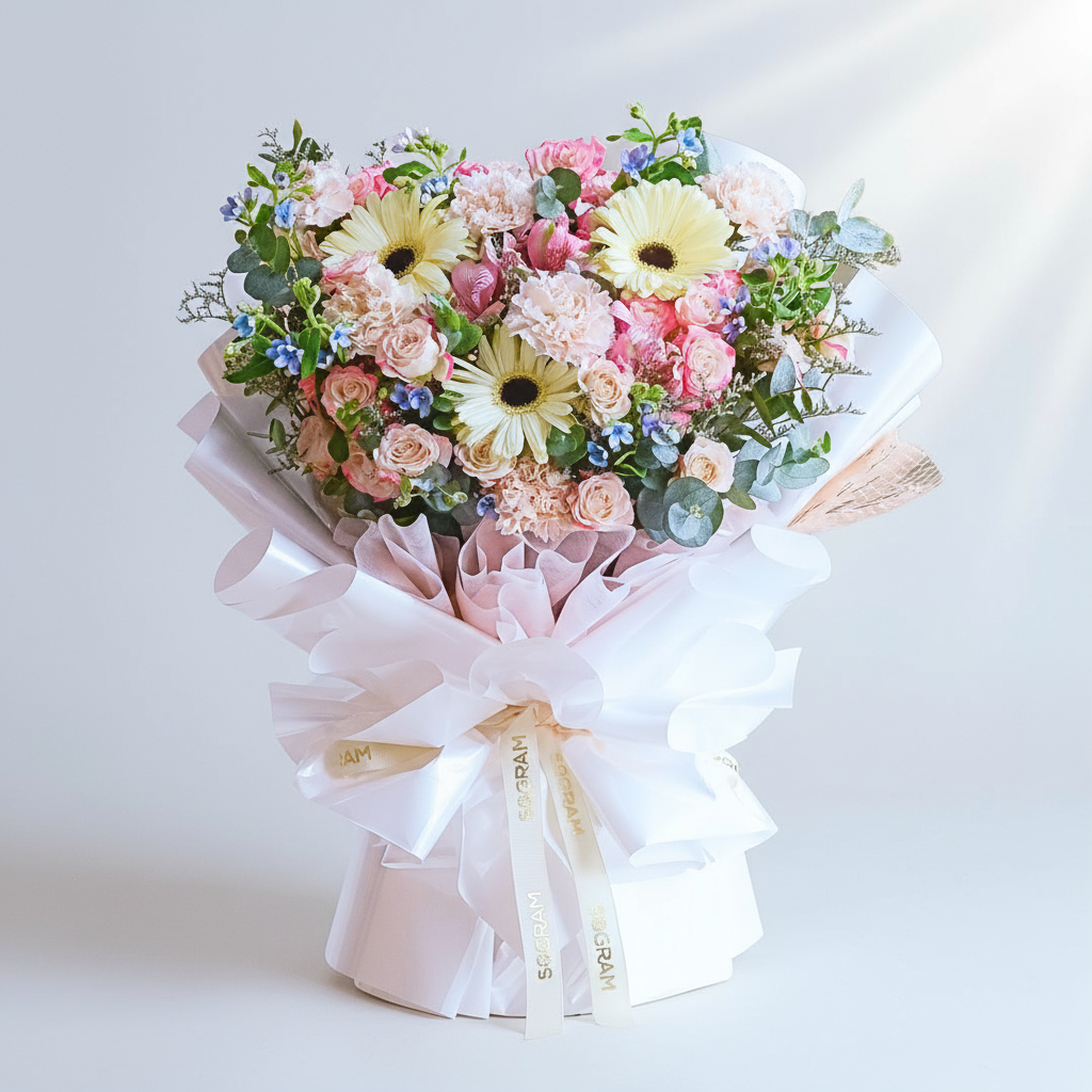 Maison andrea white daisy hand bouquet
