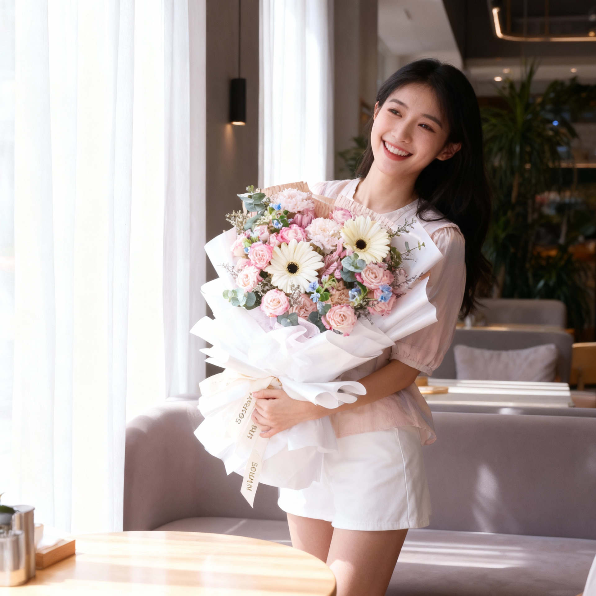 Maison andrea white daisy hand bouquet - image 3