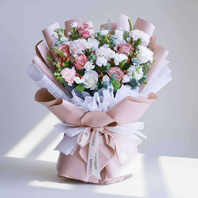 Neutral Muse Cappuccino Roses Hand Bouquet