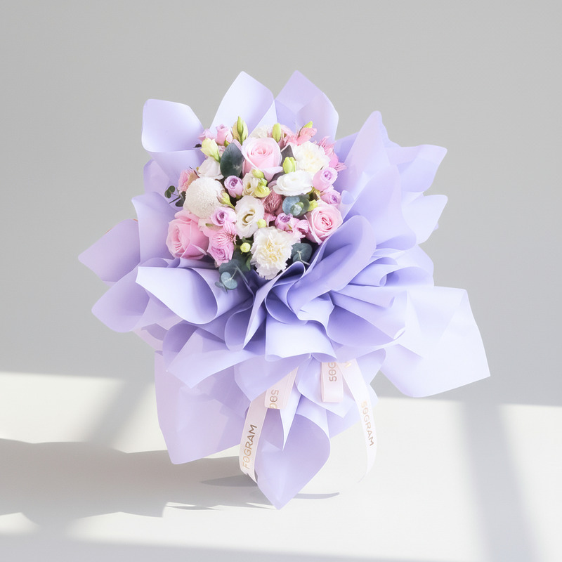 Purple Whirl Round Shape Hand Bouquet