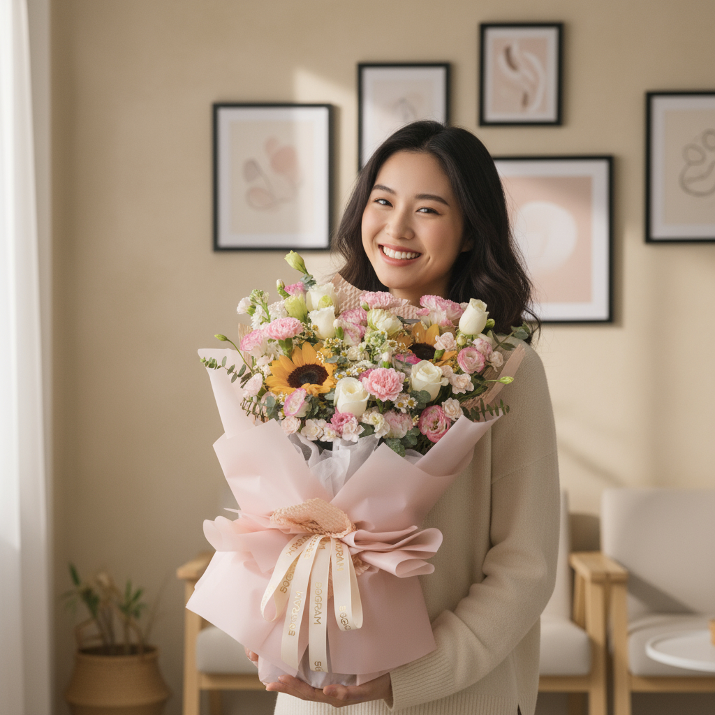 Sugar sun sunflower hand bouquet - image 2