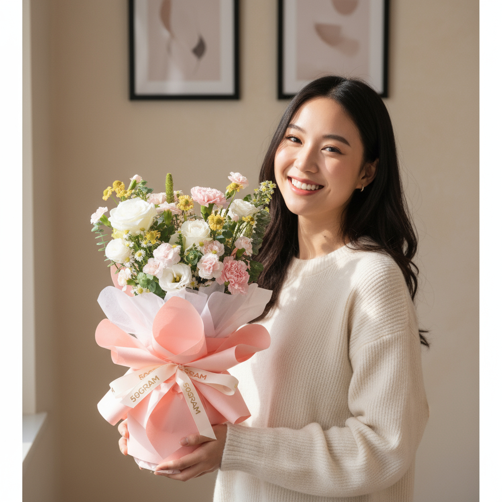 Spring gleam white roses hand bouquet - image 2