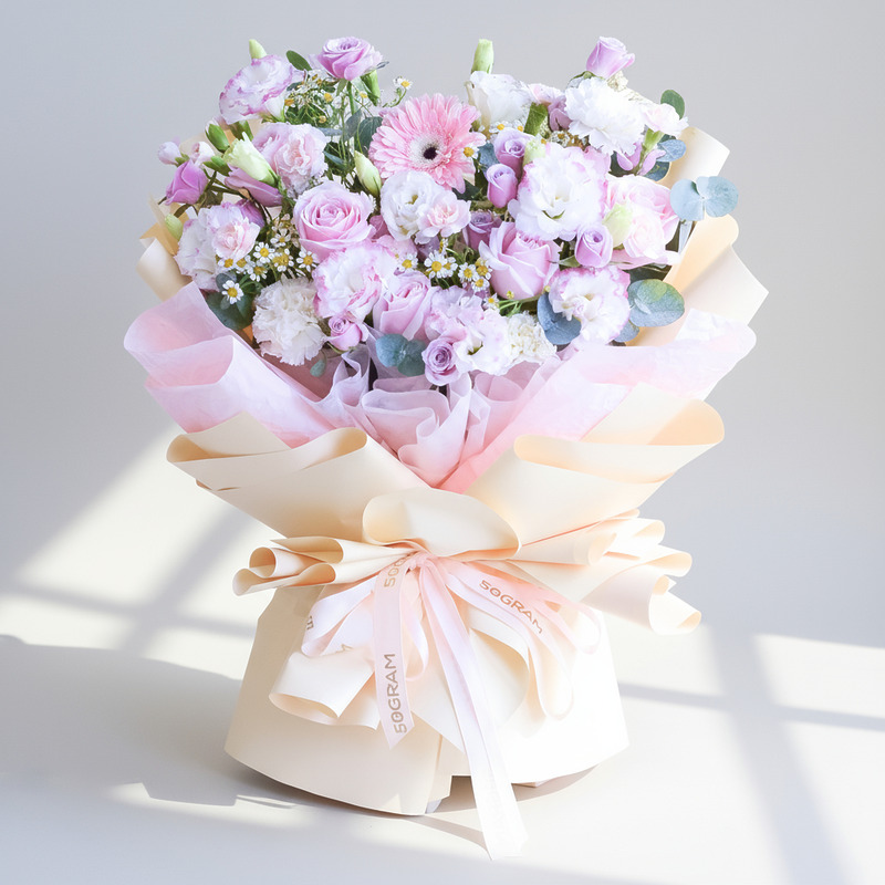 Velvet Nude Pink Roses Hand Bouquet