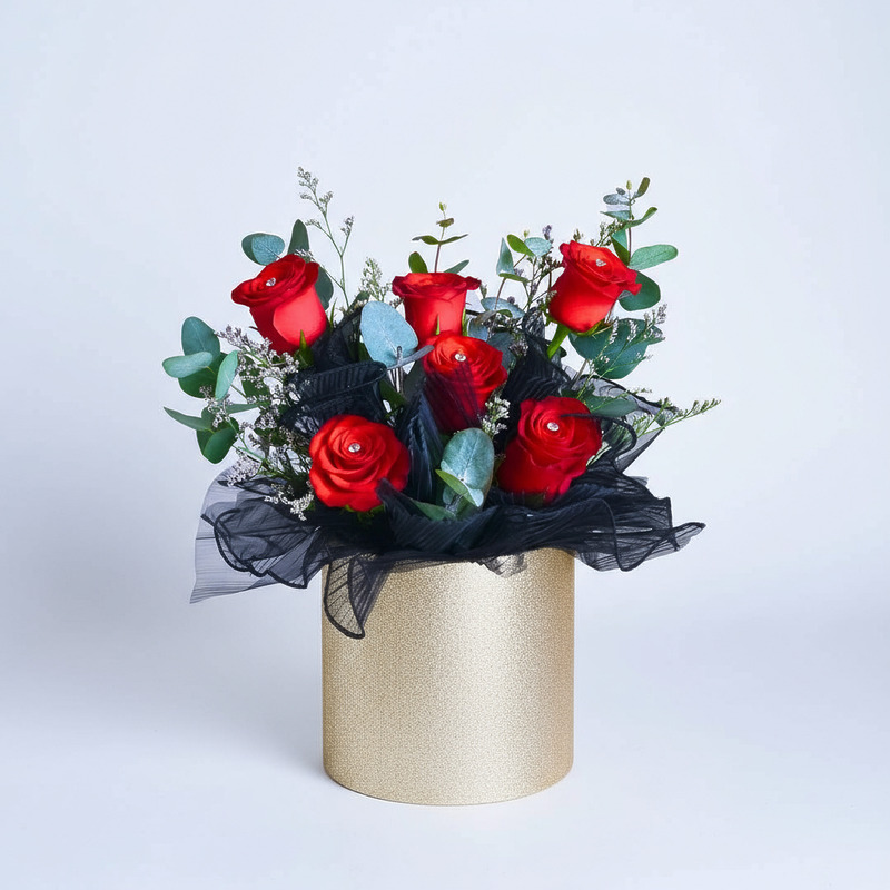 Berry Bloom Red Roses Flower Box