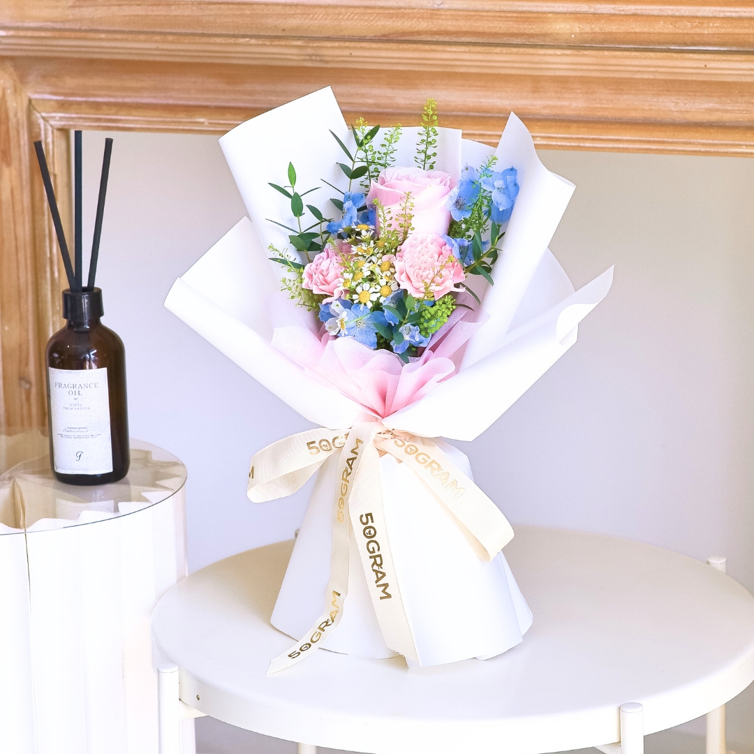 Bright day pink carnation hand bouquet - image 5