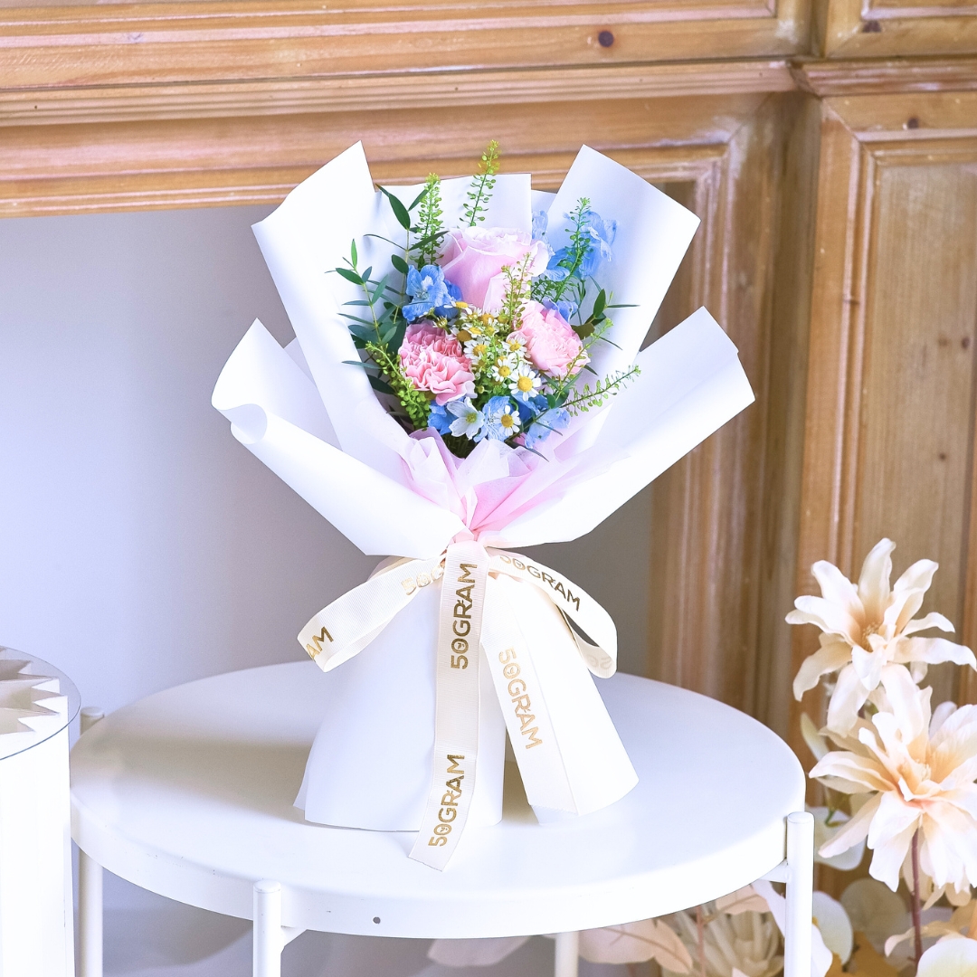 Bright day pink carnation hand bouquet - image 6