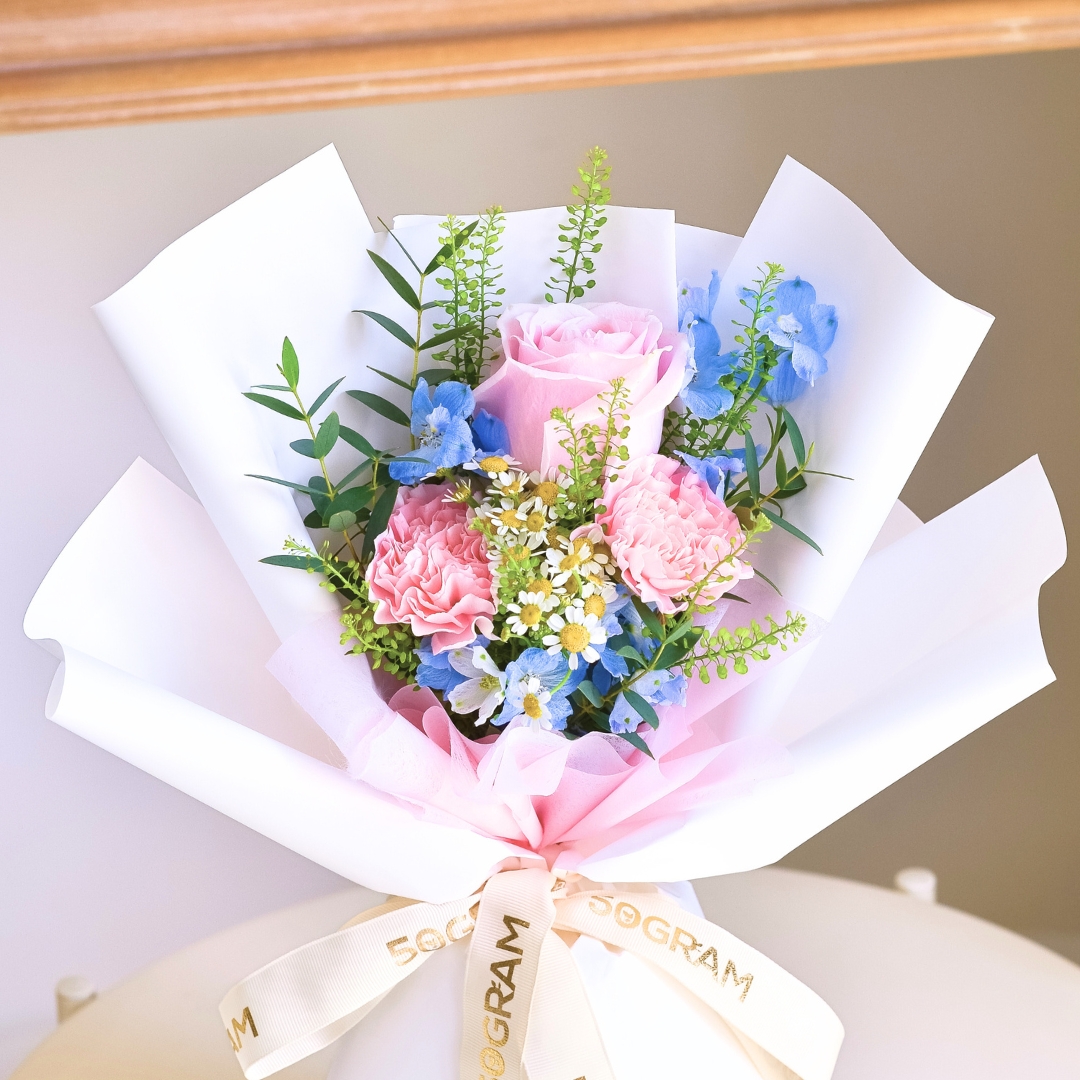 Bright day pink carnation hand bouquet - image 7