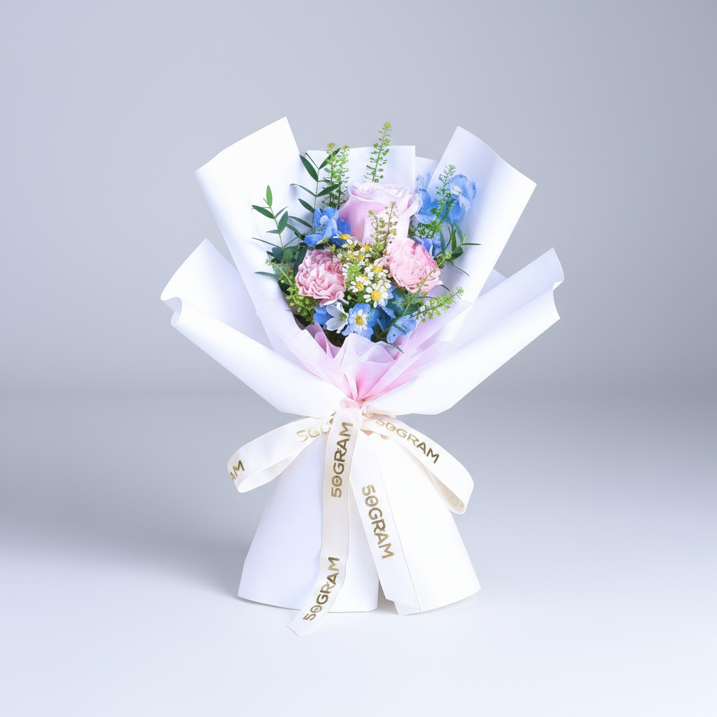 Bright day pink carnation hand bouquet