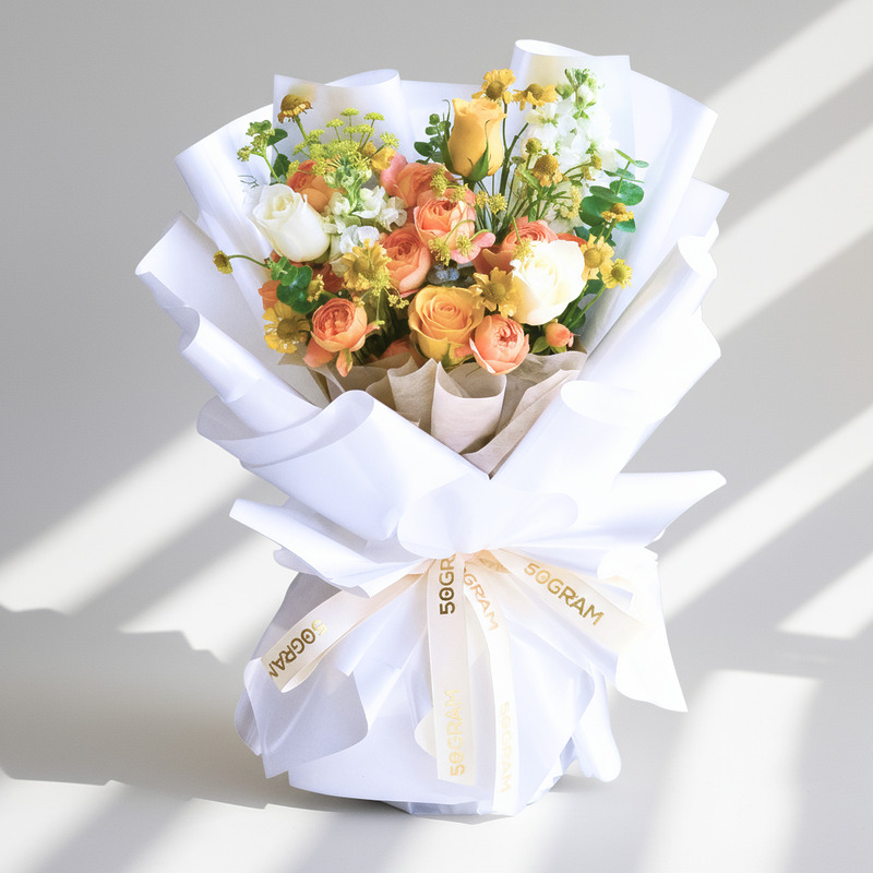 Bright Hue Yellow Roses Hand Bouquet