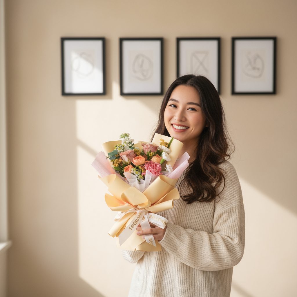Caramel cloud cappuccino roses hand bouquet - image 3