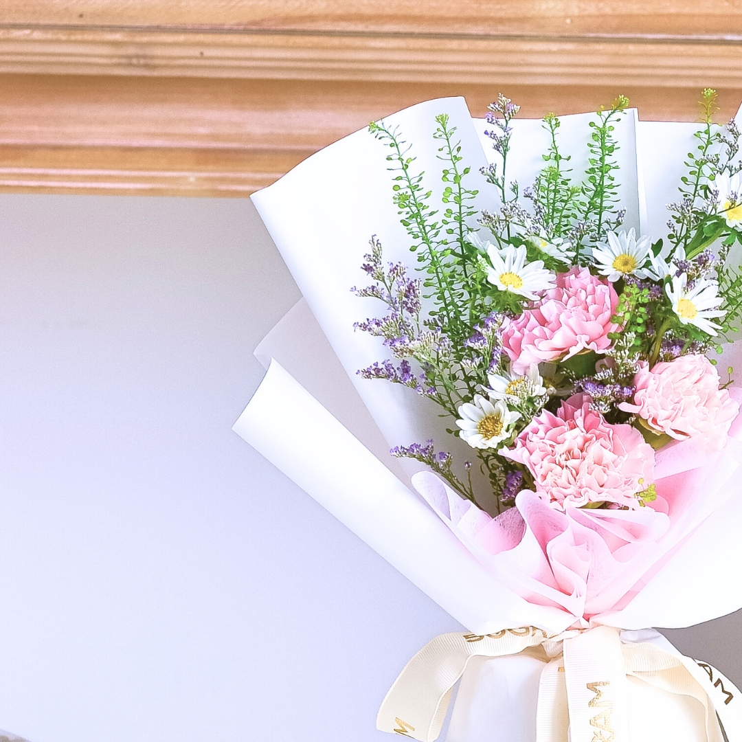 Dainty glow pink carnation hand bouquet - image 6