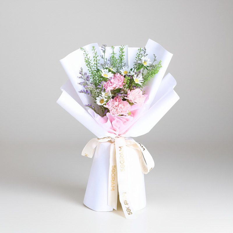 Dainty Glow Pink Carnation Hand Bouquet
