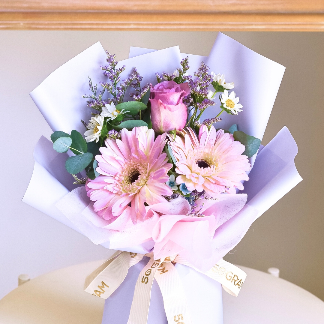 Fresh flick purple rose hand bouquet - image 7