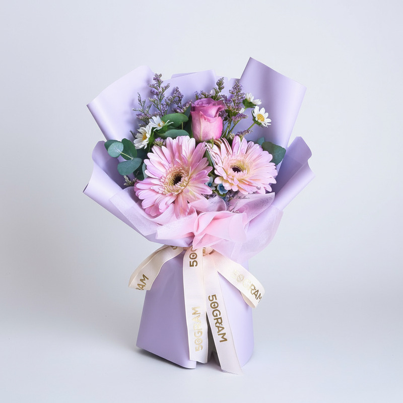 Fresh Flick Purple Rose Hand Bouquet