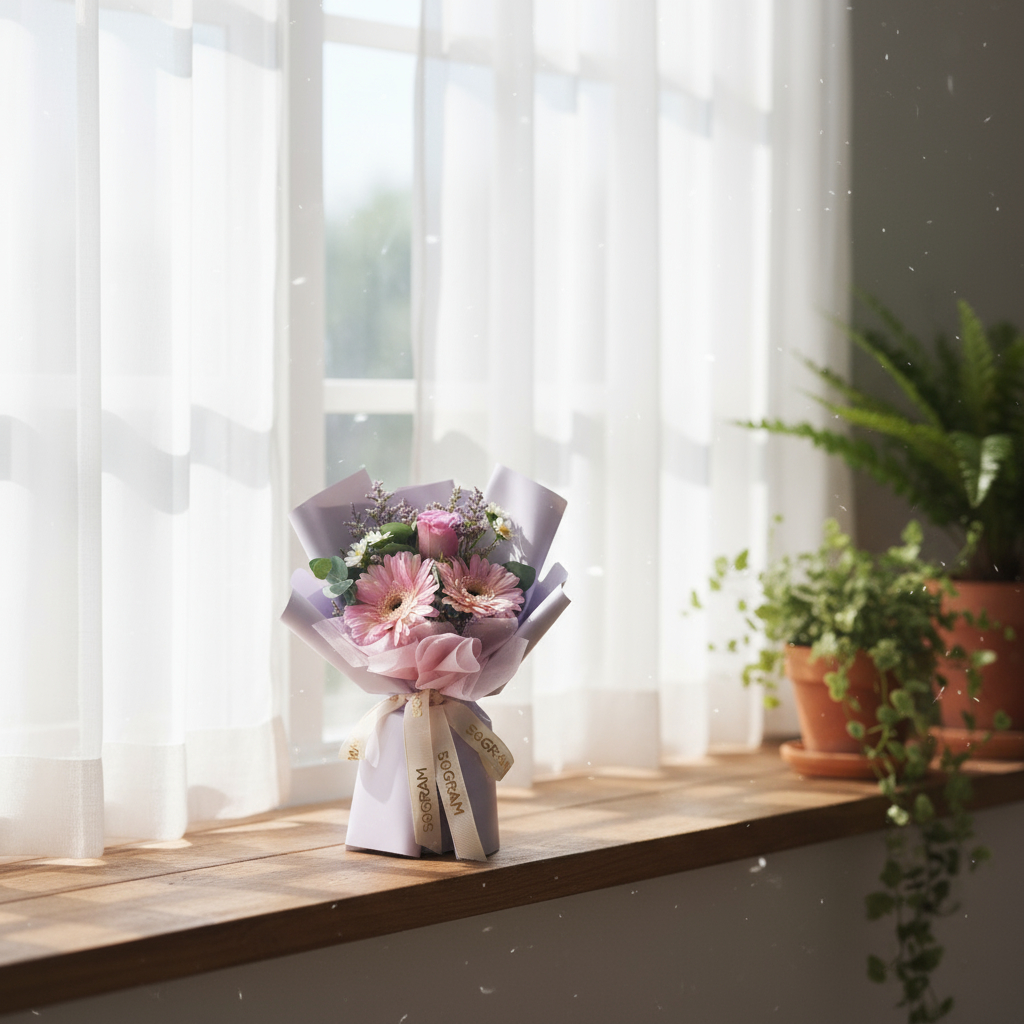 Fresh flick purple rose hand bouquet - image 3