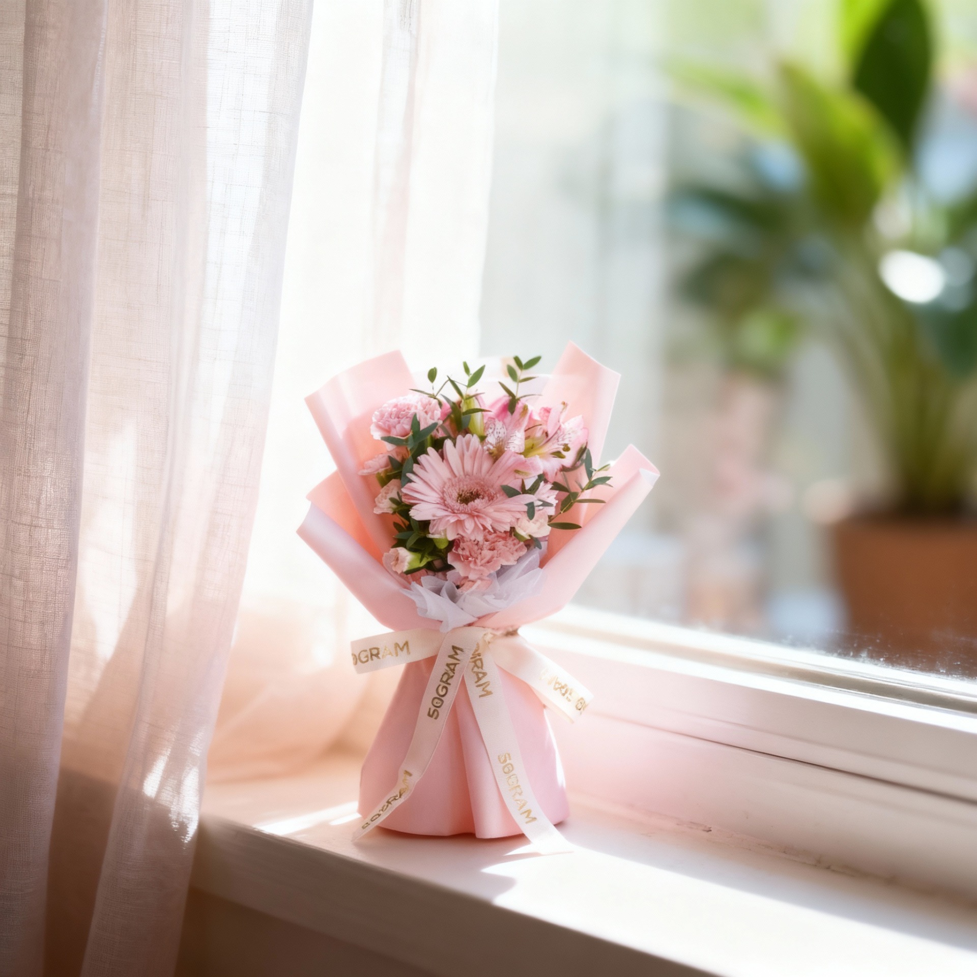 Pinkie pop pink daisy carnation hand bouquet - image 3