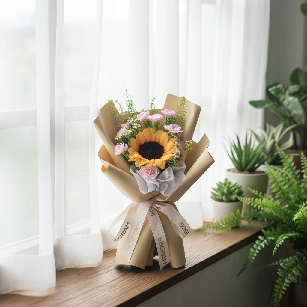 Sandy spark sunflower hand bouquet - image 7