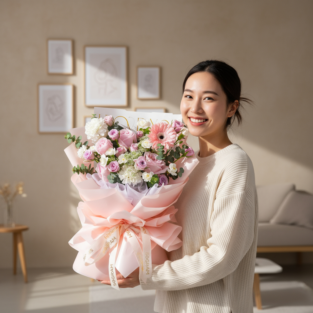 Soft spark qi xi hand bouquet - image 2