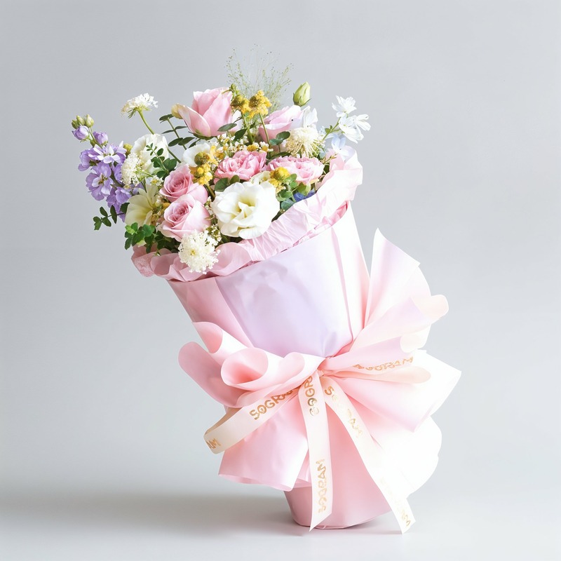 Ivory Tatiana Pink Roses Russian Style Bouquet