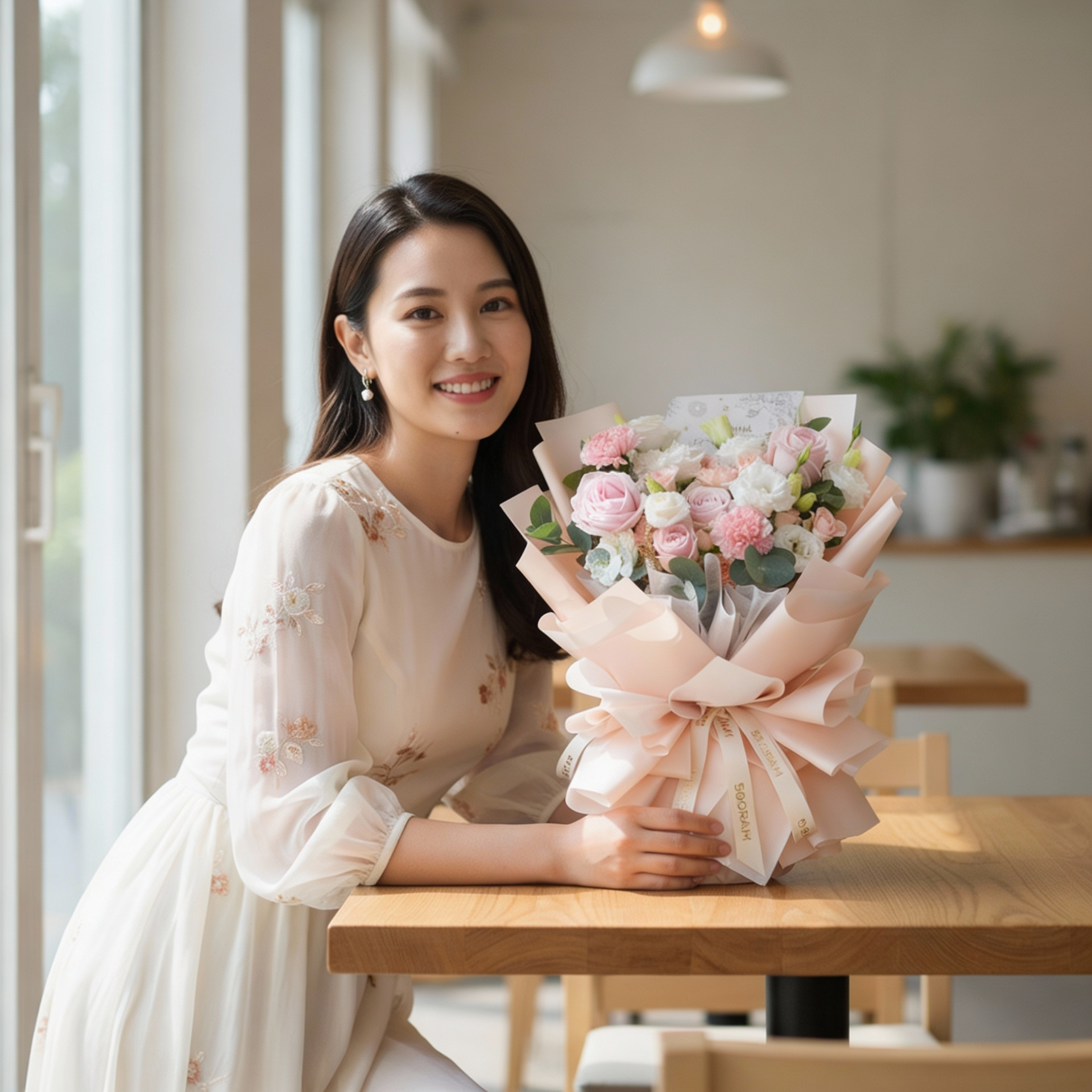 Amore Blossom Pink Rose Valentine Hand Bouquet alternate view