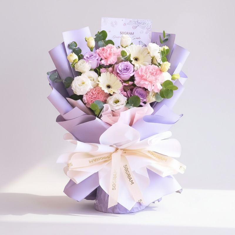 Garden of Gratitude Lilac Pink Valentine Hand Bouquet